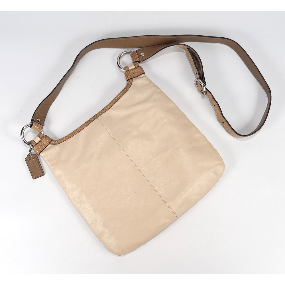 Coach F16533 Penelope Beige Leather Crossbody Bag Turnlock Ivory Snakeskin Purse - Picture 10 of 10